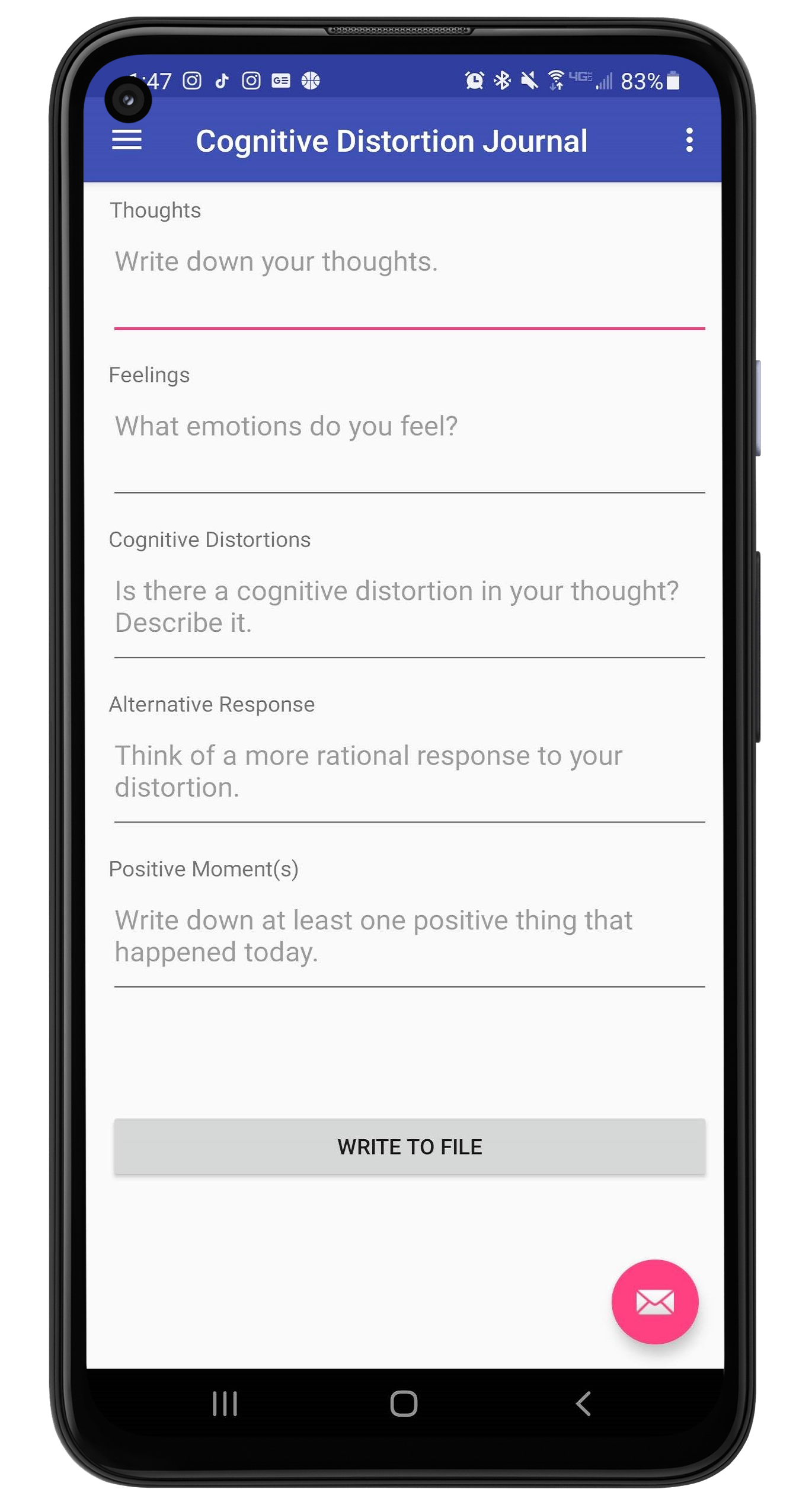 Cognitive Distortion Journal